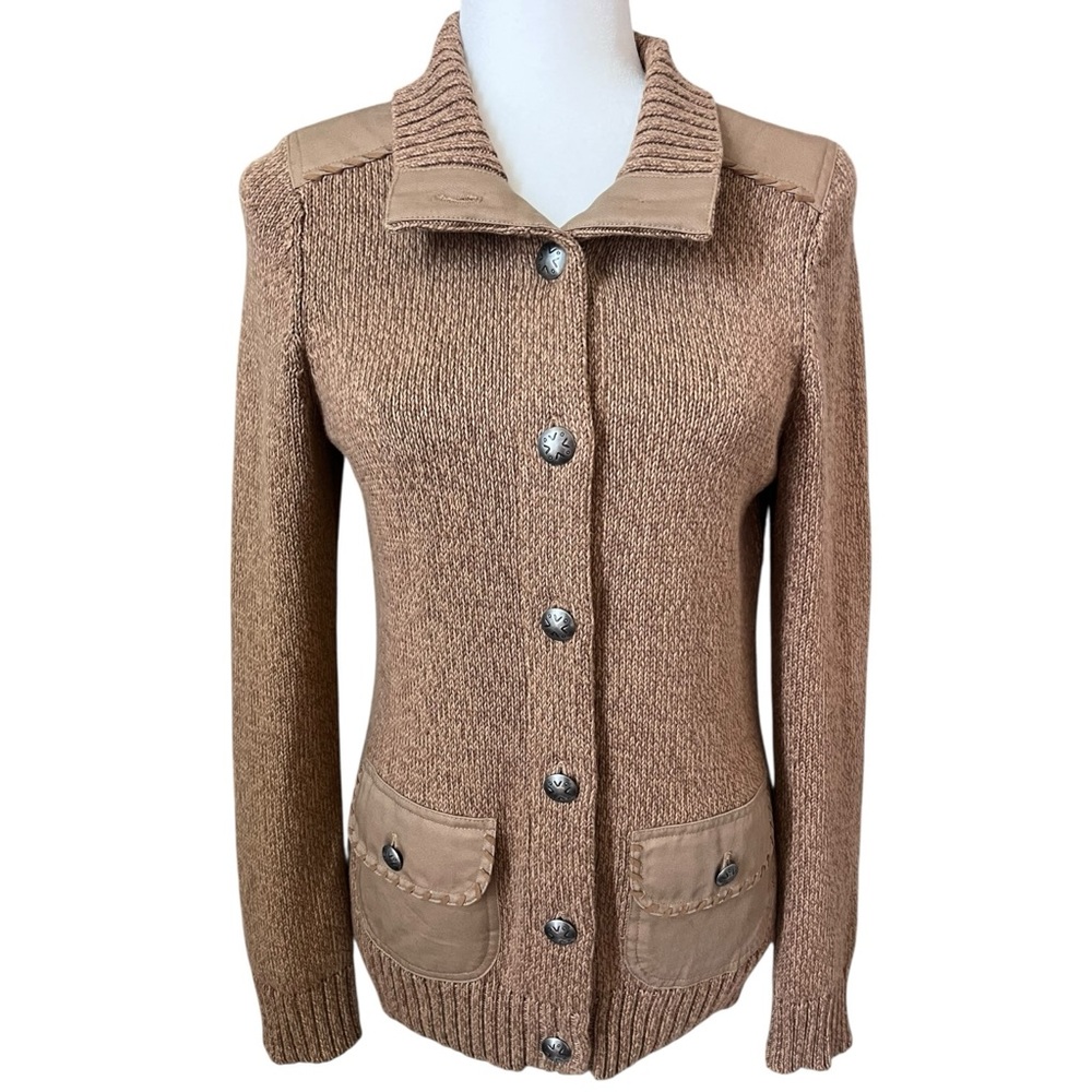 Vintage Ralph Lauren Jeans Co Western Button Front Tan Knit Cardigan Large Y2K
